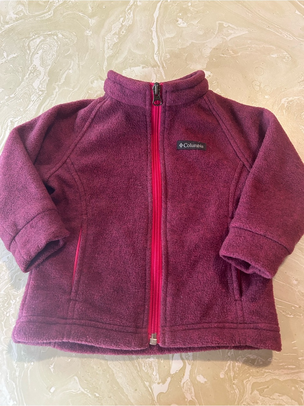 Columbia Plum Fleece Jacket with Pink Zipper Accent